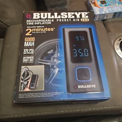 A Bullseye Rechargeable Pocket Air Pro Tire Inflator