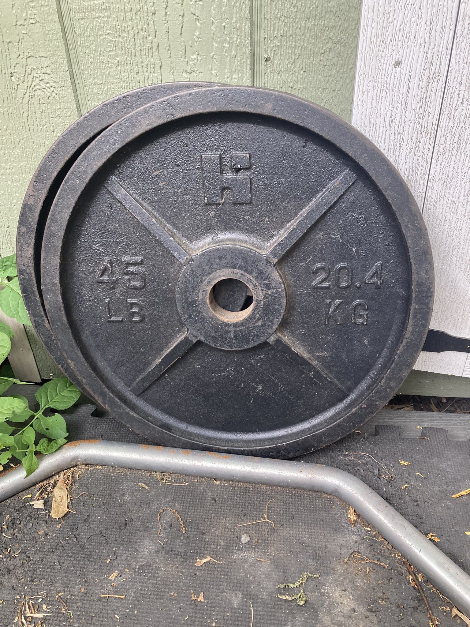 Excellent Condition Pair Of Vintage 45 Lb Olympic Weight Plates