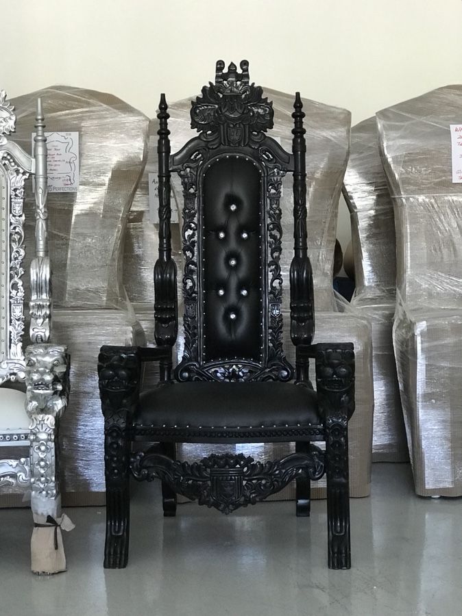 Free nationwide delivery | Black king throne chairs queen princess royal baroque wedding event party photography hotel lounge boutique furniture