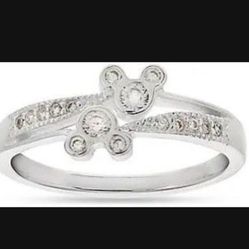 Sterling Silver Mickey Mouse Ring Crystal ✿ Disney Park Authentic Size 9 NEW