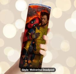 New 20 Oz Wolverine And Deadpool Tumbler 