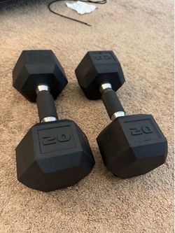 20 LBCAP Rubber Coated Dumbell Weights pair