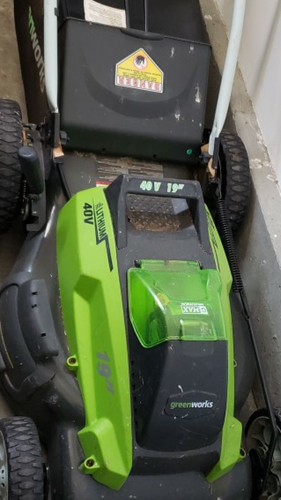 Greenworks Electric Lawn Mower, Trimmer, Batteries and Charger