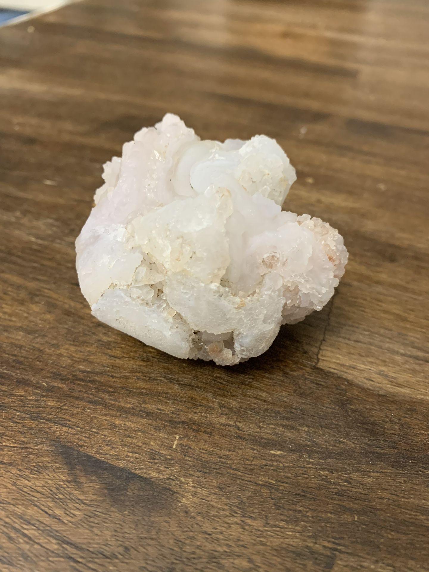 Raw Pink Chalcedony with druzy