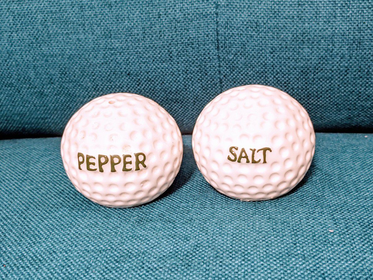 Golf ball salt and pepper shakers