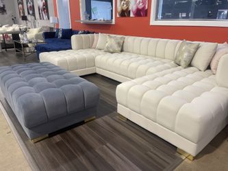 Velvet Double Chaise "U" Shape Section