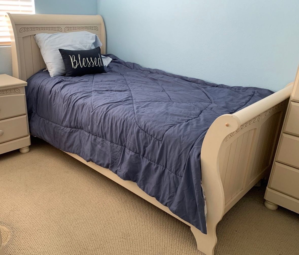 Bed Frame, Dresser, And Desk Set 