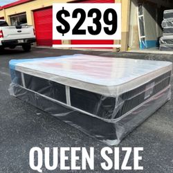 **** NEW Mattress Queen Size Plush Pillowtop With Box Spring // Offer  🚚