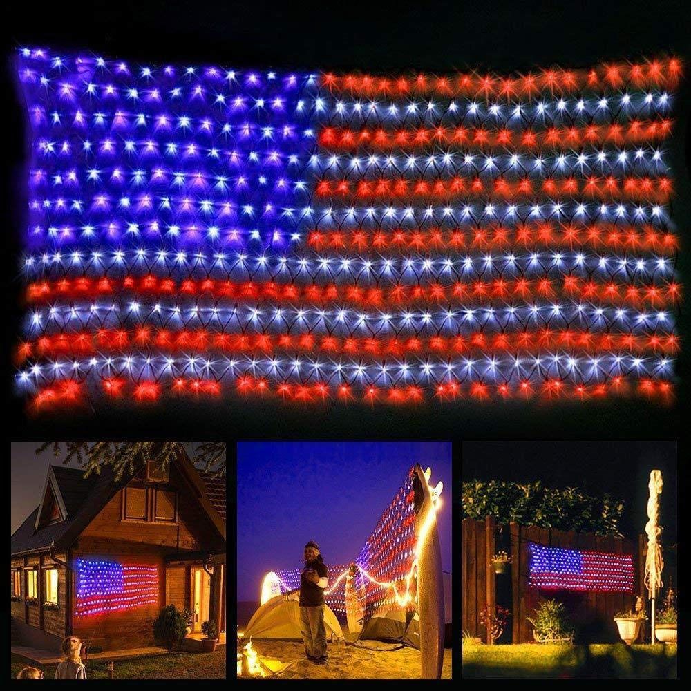American Flag 6.56ft x 3.28ft LED Net Lights Waterproof