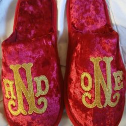 crushed red velvet And One in gold embroidery 