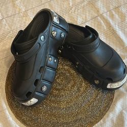 Black Wedge Slip Ons 