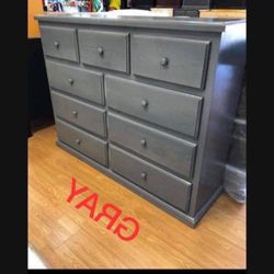 Grey Dresser Pinewood 9 Drawers New New New $429