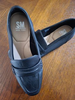 👞 SM New York Women’s Black Penny Loafers Size 8M Comfort Flats