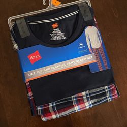 Men’s Hanes Size, Medium Net, And Flannel Sleep Set
