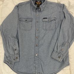 Harley Davidson Men’s Button-Down Striped Denim Workwear