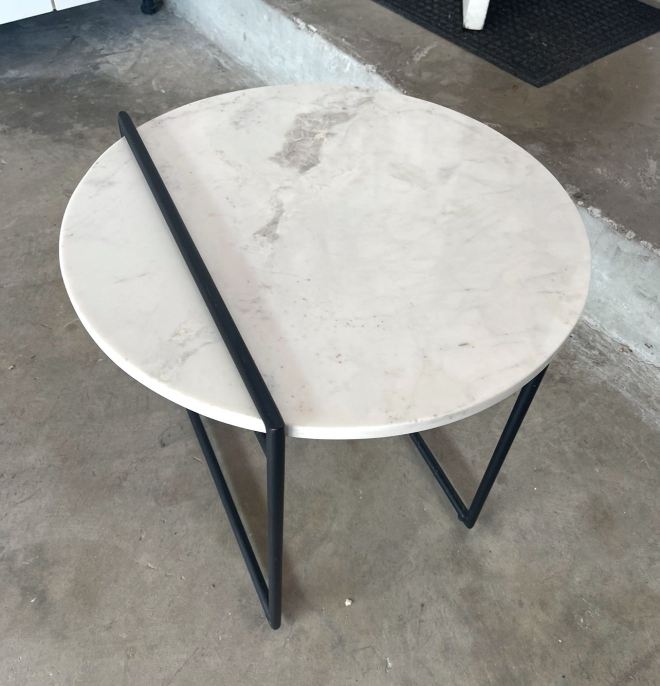 New White Marble End Table, Size : 22D x 19 H. Was $200 