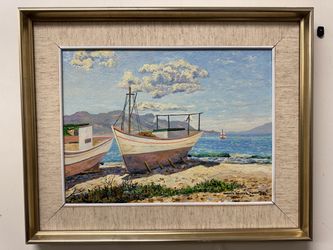 Antique Vintage Horacio Golding Mancini Original Oil Painting – Venezuelan Seascape