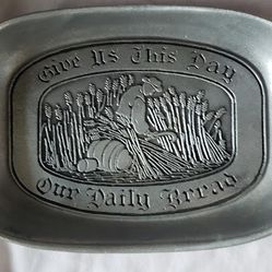 Vintage "Give Us This Day Our Daily Bread" Pewter Plate

