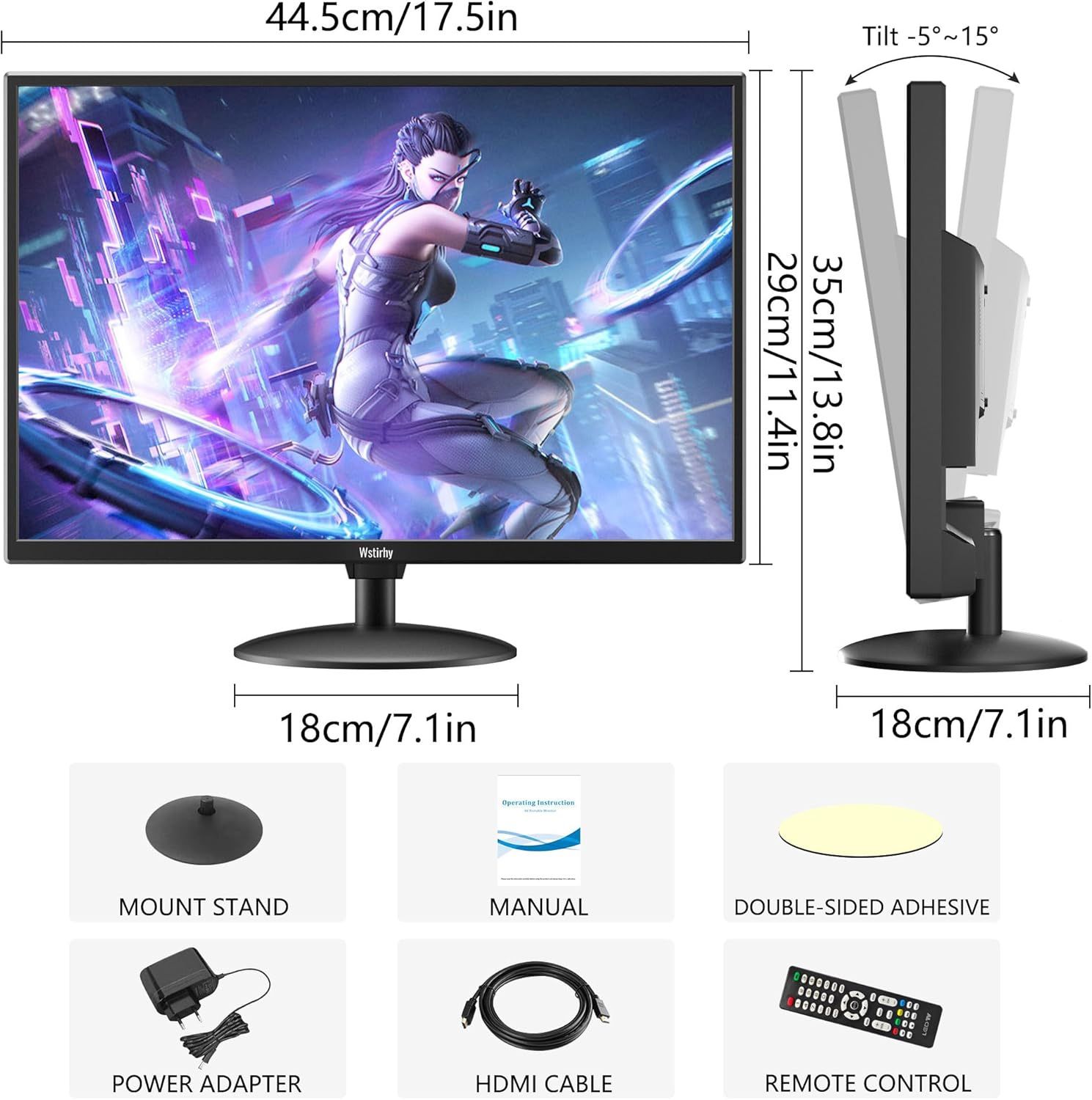 19 inch Monitor 1440x900 Desktop Monitor 16:10 Screen with HDMI VGA AV BNC USB Port, 60Hz, VESA, Remote Control, Built-in Speaker, Display for PC Comp