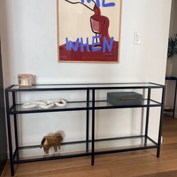 Black Metal TV Media Display Console Table Set