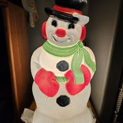 Vintage 29" Tall Light Up Snowman Blow Mold Outdoor Yard Display 