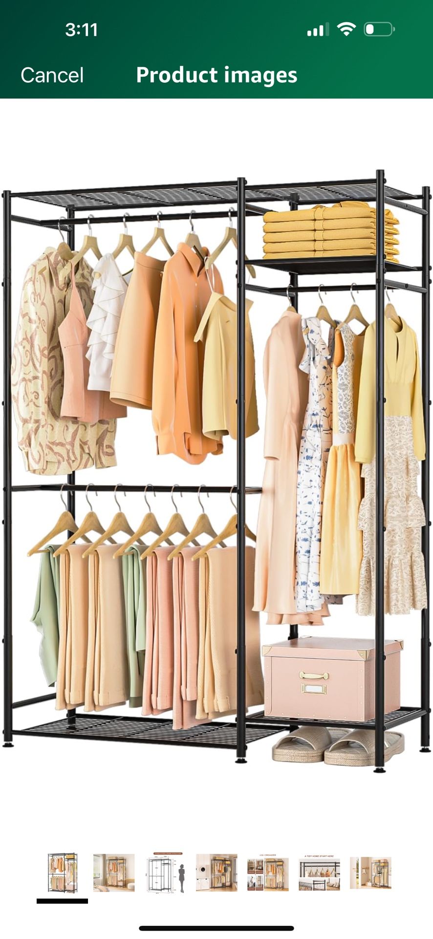 Neprock Portable Closets for Hanging Clothes, Freestanding Clothing Rack with 3 Hang Rods & 5 Shelves, Metal Wardrobe Garment Rack for Bedrooms Entran