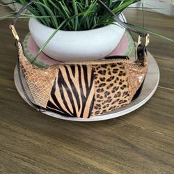 Clever Carriage Company Leather Zebra Leopard and Snake Hobo Bag