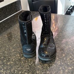 Ugg Mid Calf Black Sequin Boot