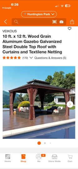 VEIKOUS 10 ft. x 12 ft. Wood Grain Aluminum