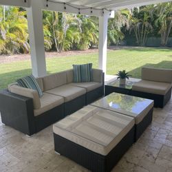 Sun Crown 7 Piece Brown Resin Rattan Outdoor Furniture 