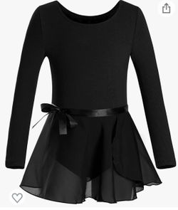 Girl’s Ballet Dance Long Sleeve Leotards With Skirt