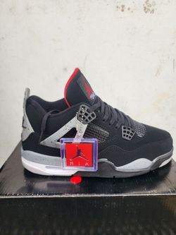 Jordan 4 Retro Black Cement Sneakers – Black/Grey/Red – New With Box