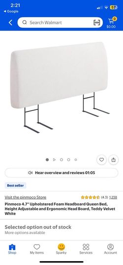4.7 in Upholstered Foam Queen Headboard, Teddy Velvet