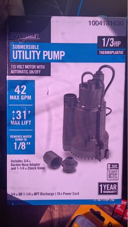 Everbilt 1/3 HP Submersible Utility Pump - New in Box