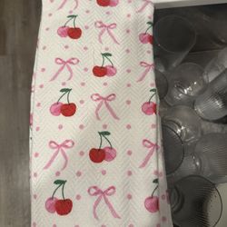 🍒 Cherry Towels with Pink Bows – Set of 2 🍒