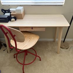 IKEA Aesthetic Wooden Ash Veneer Desk & Chair Set. 