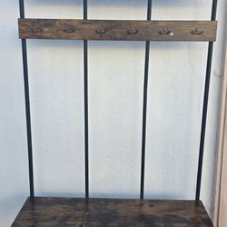 Entryway Hall Tree with Bench & Shoe Rack – Like New