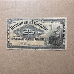 1900  25 Cent Canadian Bank Note