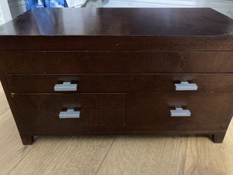 Jewelry box with drawers and ring holders