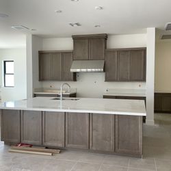New Maple Cabinets With White Quartz Counters