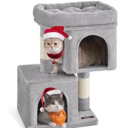 New in box  Cat Tree, 26.4-Inch Cat Tower, S, Cat Condo For Kittens Up To 7 Lb, Large Cat Perch, 2 Cat Caves, Scratching Post, Light Gray UPCT611W01