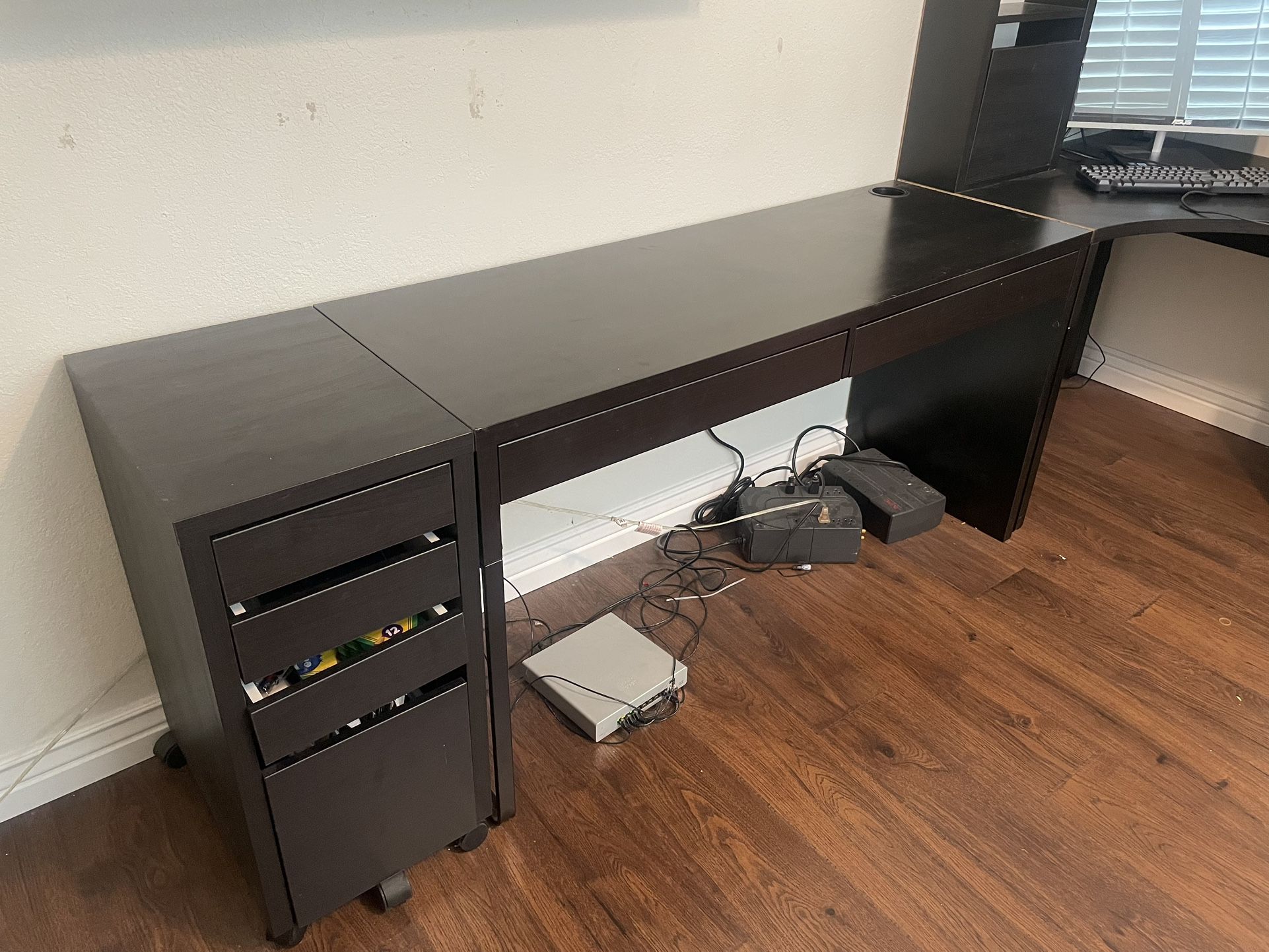 Ikea Micke desk, file cabinet