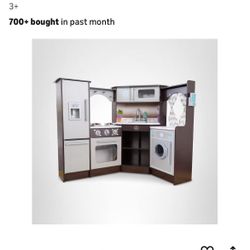 KidKraft Ultimate Corner Wooden Play Kitchen with Lights & Sounds, Play Phone and Curtains, Espresso, Gift for Ages