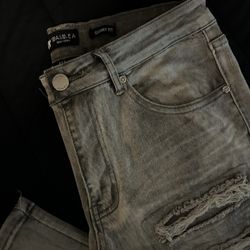 Grey distressed slim fit WAIMEA  jeans