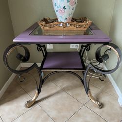 Coffee Table Wood, Metal, Glass, Rock 