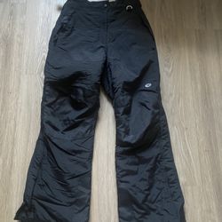 Slalom Womens Ski Snowboarding Black Insulated Pants size S/M Sides Zip Open
