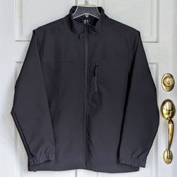 Tacvasen men's size M medium softshell fleece lined water resistant windproof outdoor zipper tactical black jacket