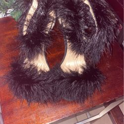 Ankle Strap Heels With Fur