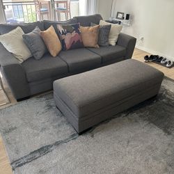 Grey Sofa And Ottoman