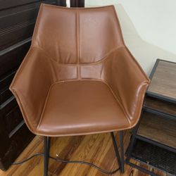 Set of 2 Faux Leather Upholstered Cappuccino Modern Industrial Dining Chairs